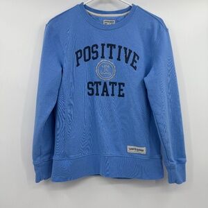 Life Is Good Sweatshirt Women Small Blue Pullover Positive State Collegiate